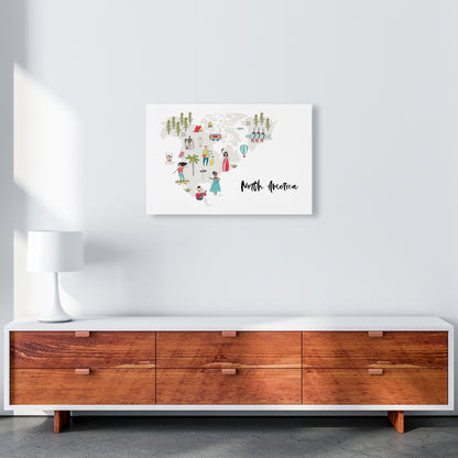 North America Map  Art Print by Pixy Paper A2 Canvas