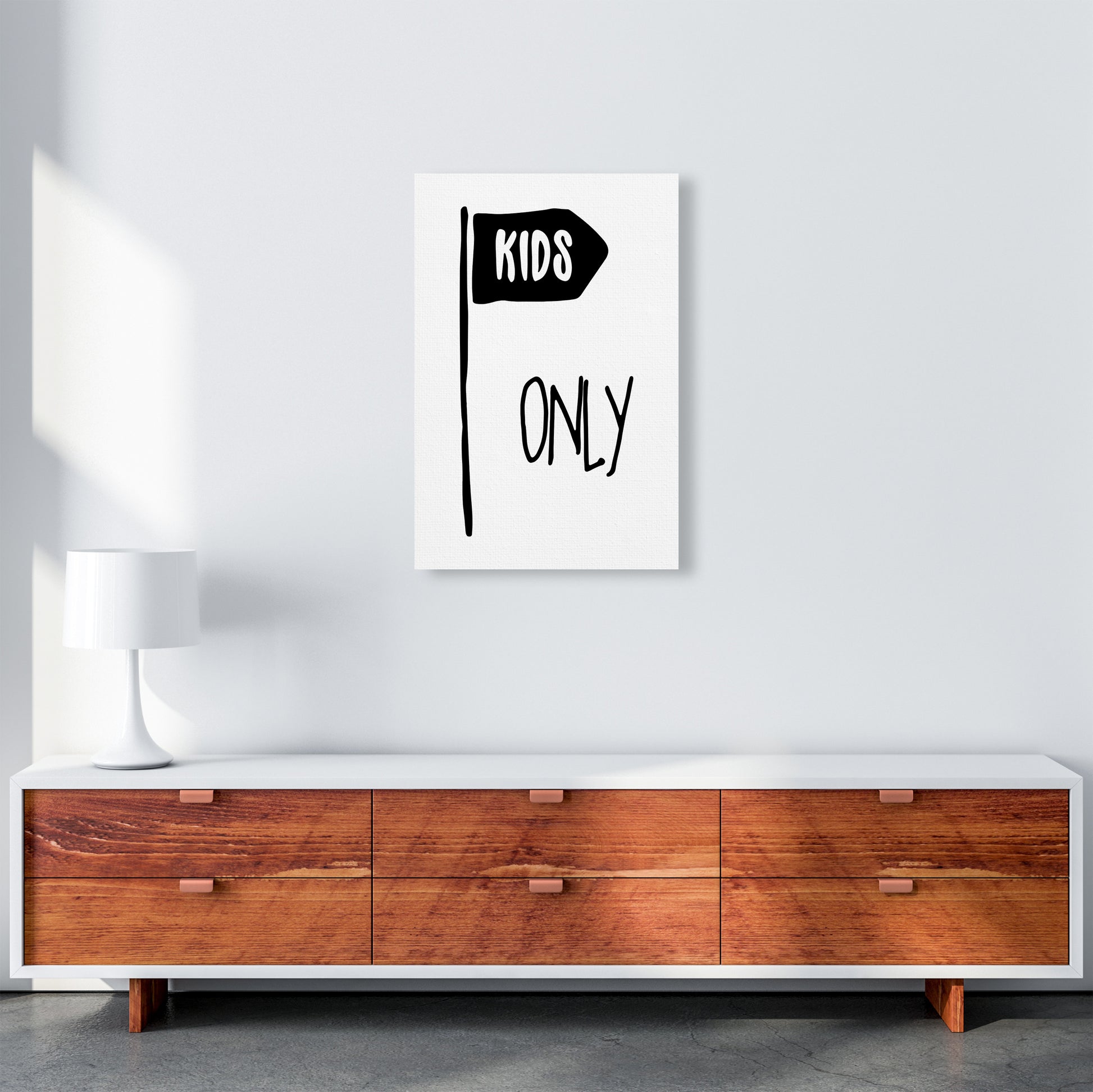 Kids Only Black  Art Print by Pixy Paper A2 Canvas