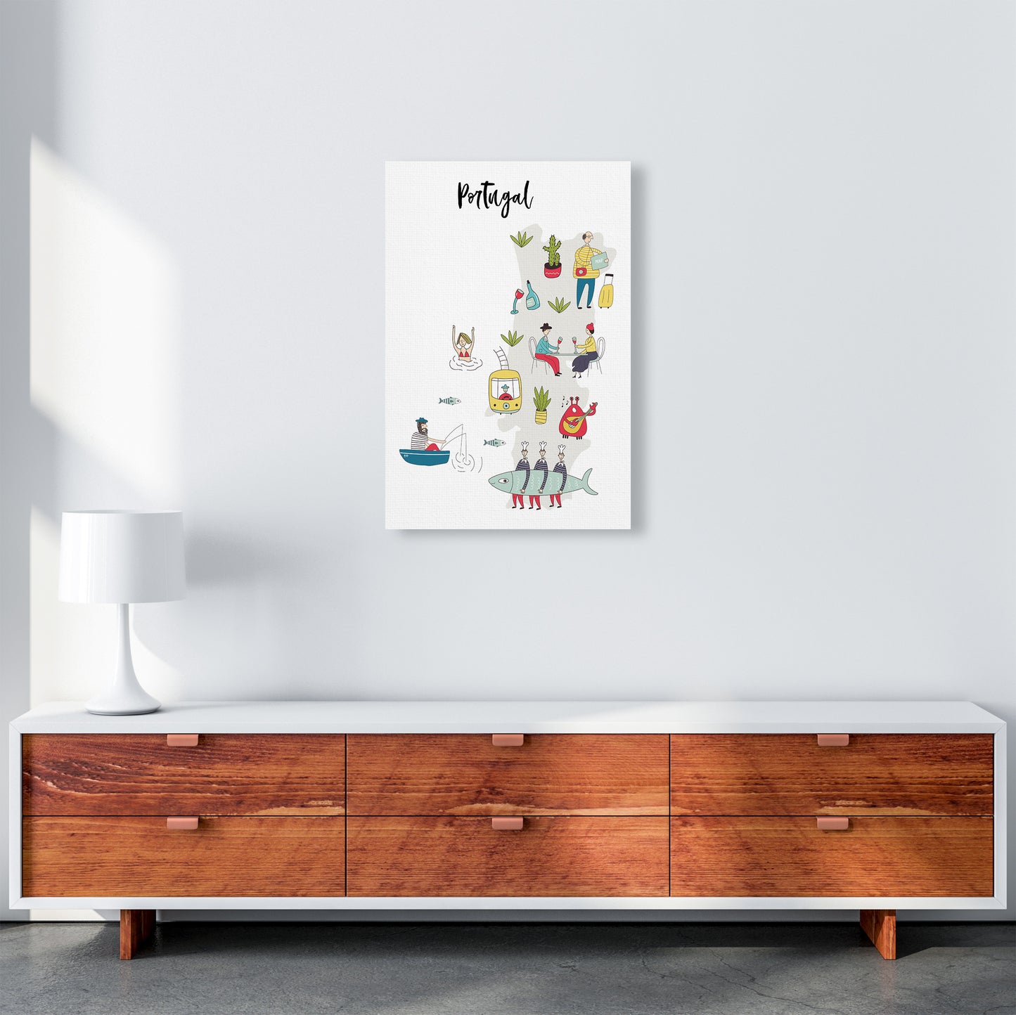Portugal Map  Art Print by Pixy Paper A2 Canvas