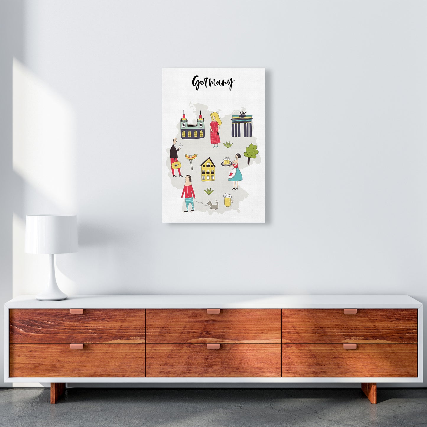 Germany Map  Art Print by Pixy Paper A2 Canvas