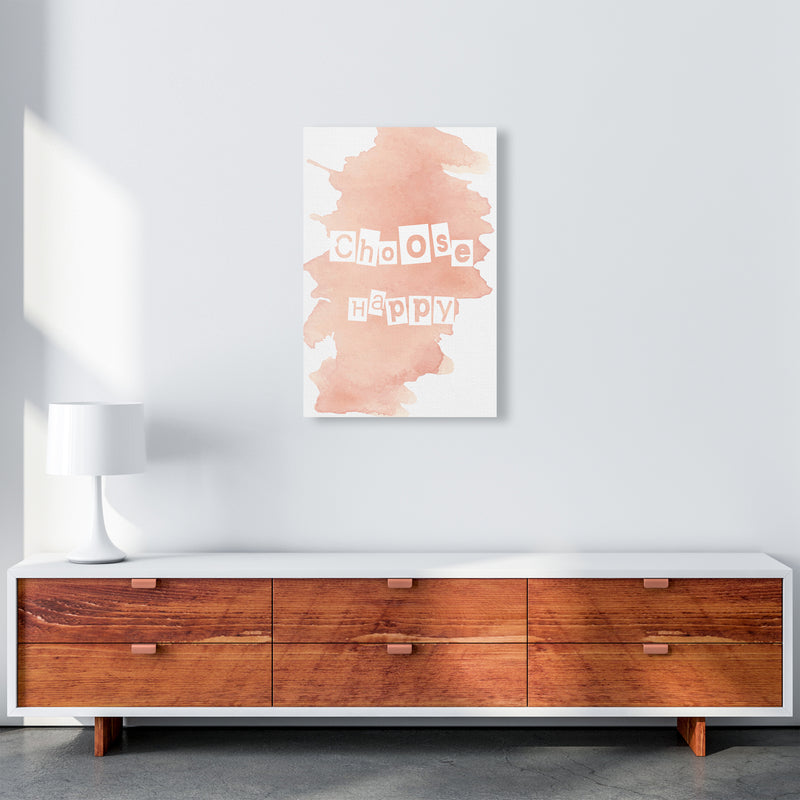 Choose Happy Watercolour  Art Print by Pixy Paper A2 Canvas