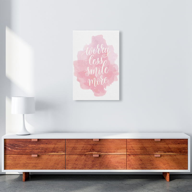Worry Less Smile More  Art Print by Pixy Paper A2 Canvas