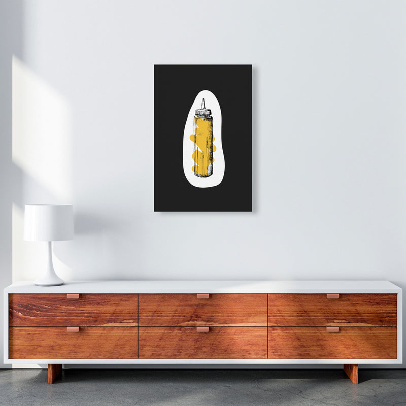 Kitchen Pop Mustard Off Black Art Print by Pixy Paper A2 Canvas