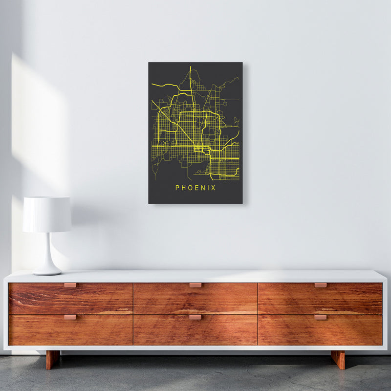 Phoenix Map Neon Art Print by Pixy Paper A2 Canvas