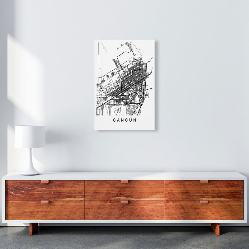 Cancun Map Art Print by Pixy Paper A2 Canvas