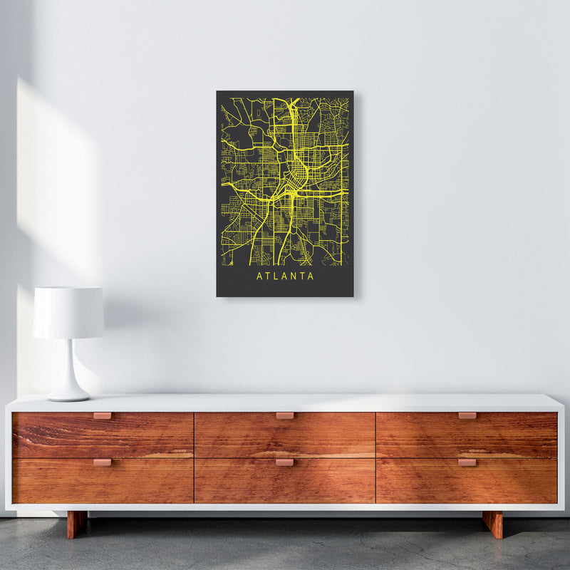 Atlanta Map Neon Art Print by Pixy Paper A2 Canvas