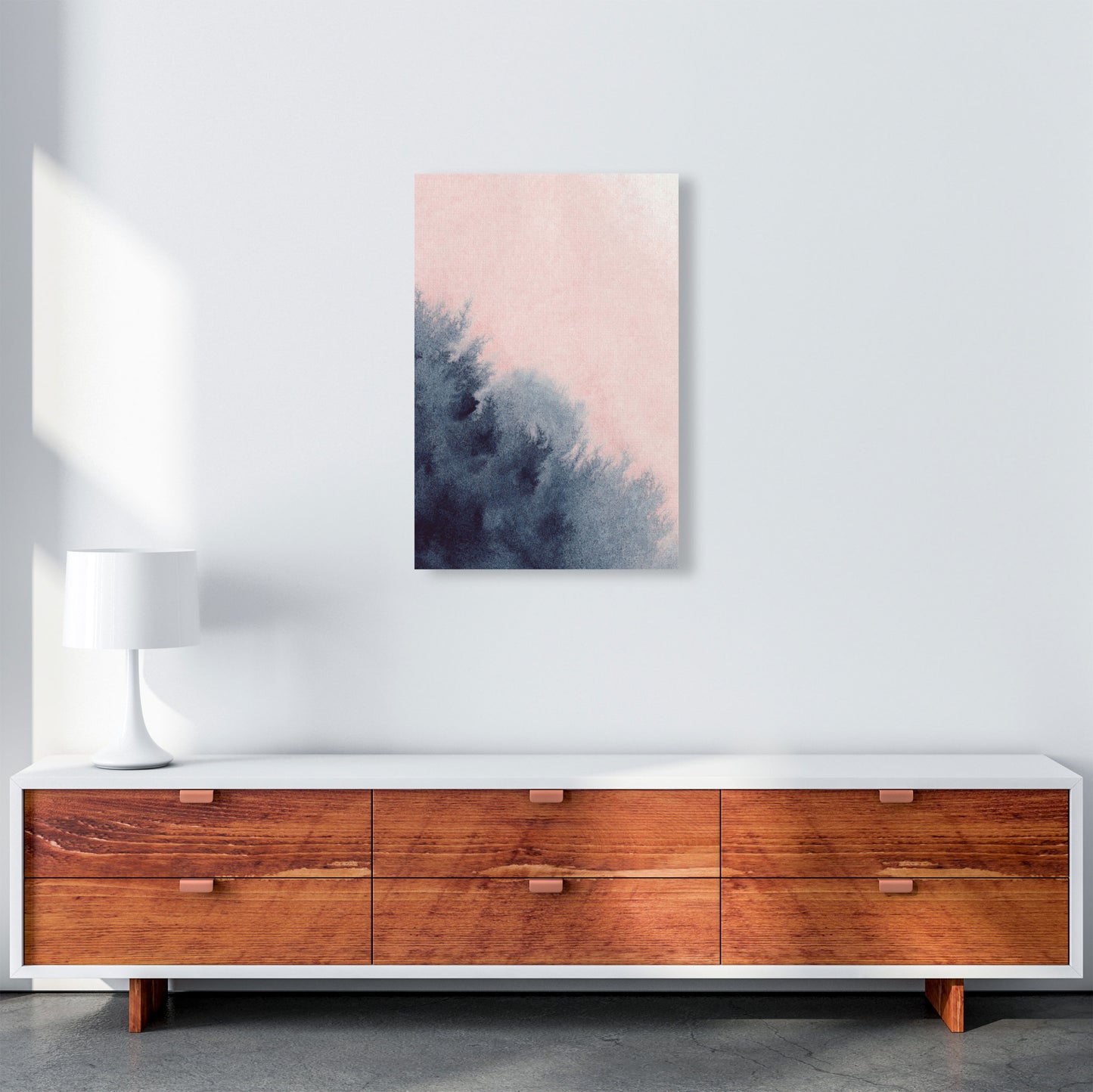 Sand Pink and Navy Watercolour 03 Art Print by Pixy Paper A2 Canvas
