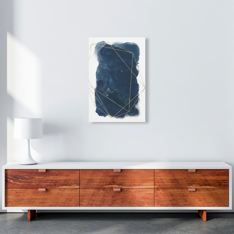 Aztec Navy Watercolour Art Print by Pixy Paper A2 Canvas