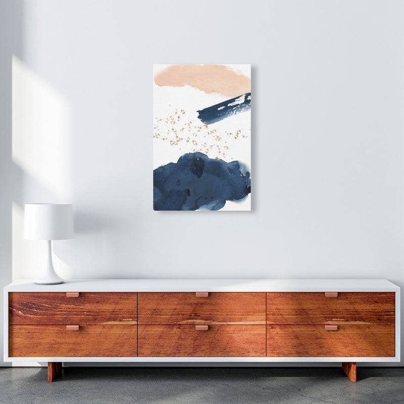 Aztec Blush and Navy Watercolour 01 Art Print by Pixy Paper A2 Canvas
