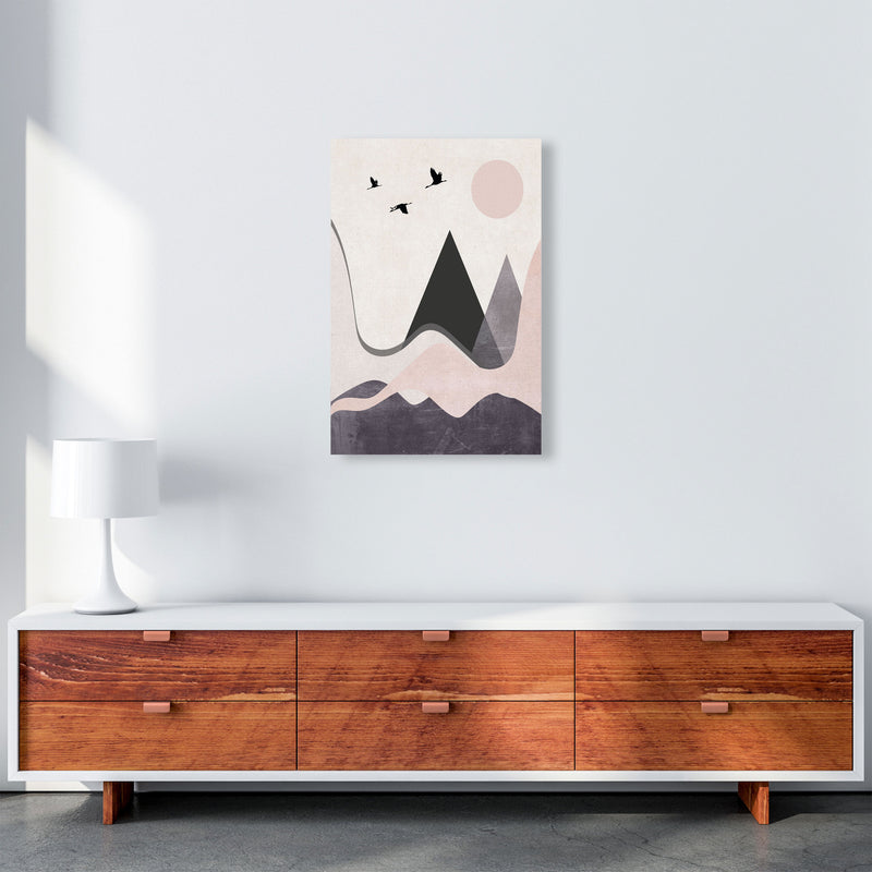 Hills and mountains pink cotton Art Print by Pixy Paper A2 Canvas