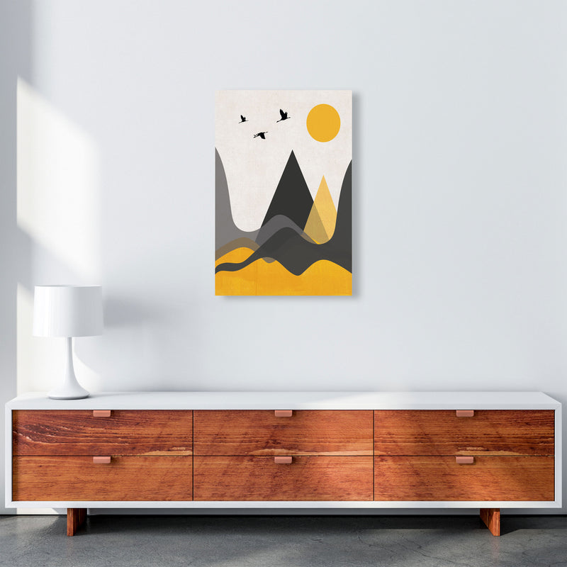 Hills and mountains mustard Art Print by Pixy Paper A2 Canvas