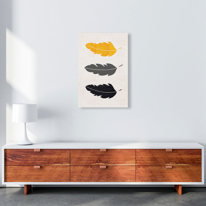 Feathers Mustard Art Print by Pixy Paper A2 Canvas