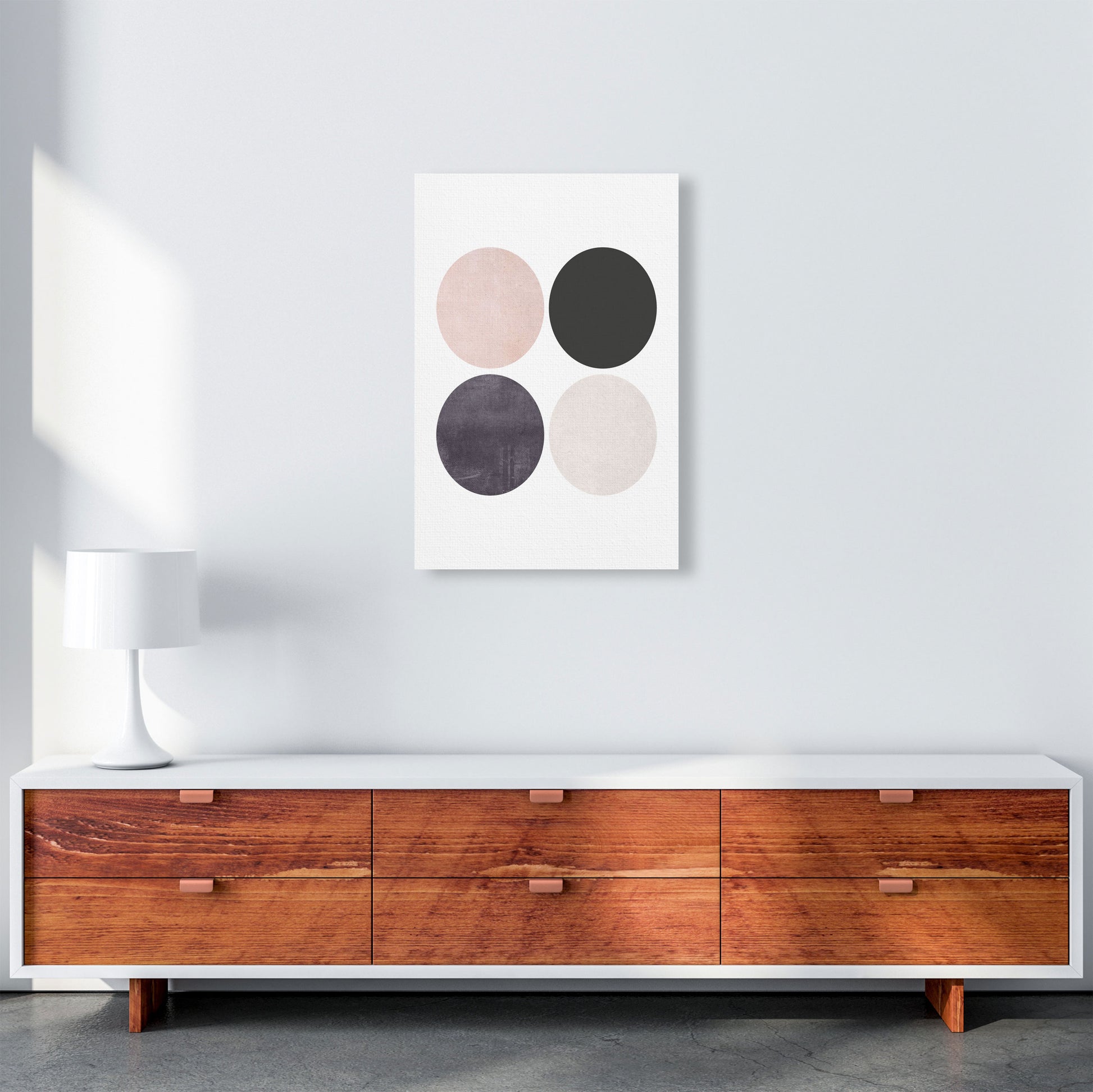Circles pink cotton Art Print by Pixy Paper A2 Canvas
