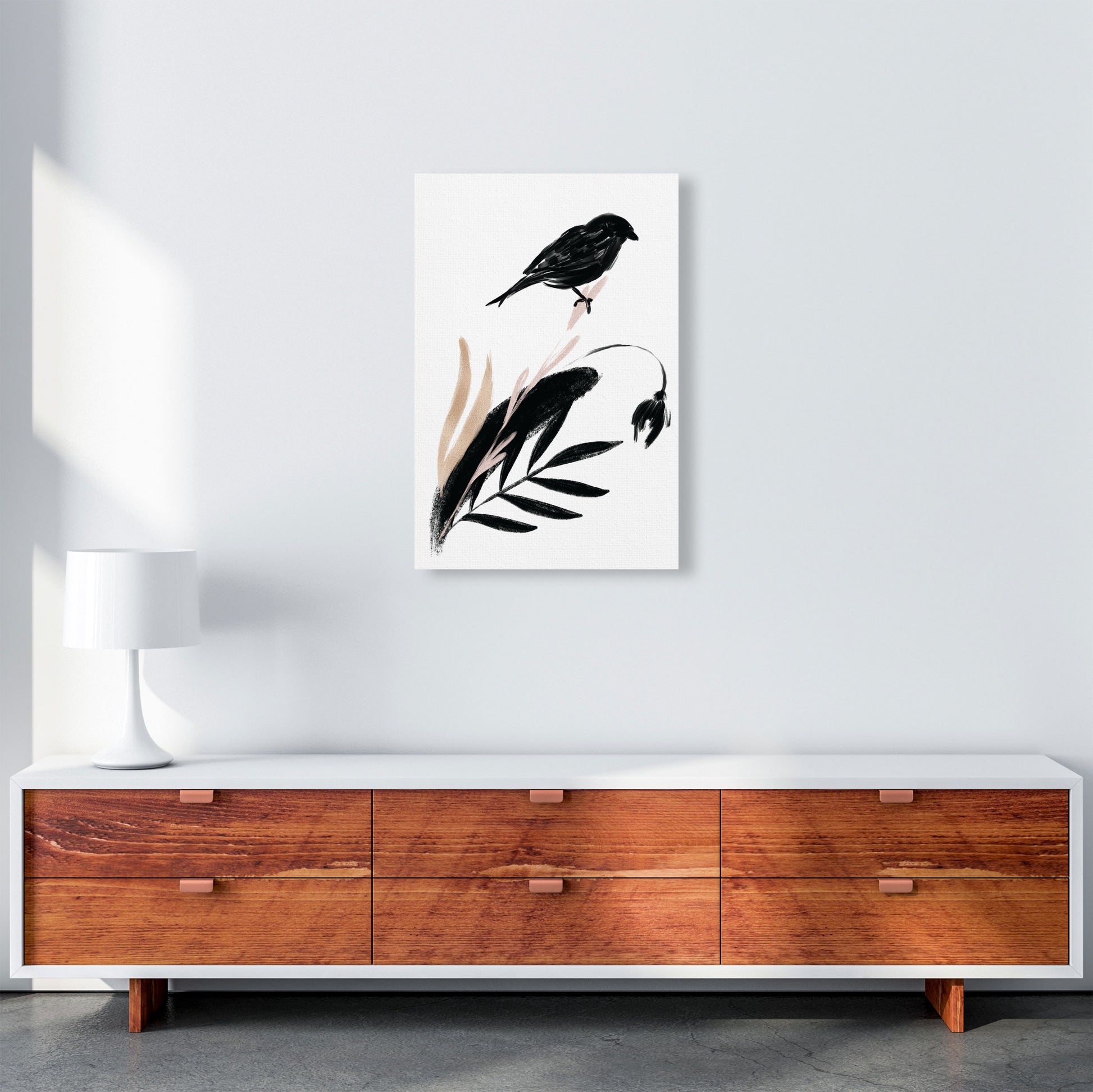 Delicate Floral Bird 04 Art Print by Pixy Paper A2 Canvas