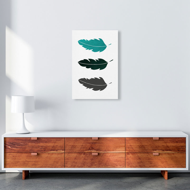 Feathers Emerald Art Print by Pixy Paper A2 Canvas