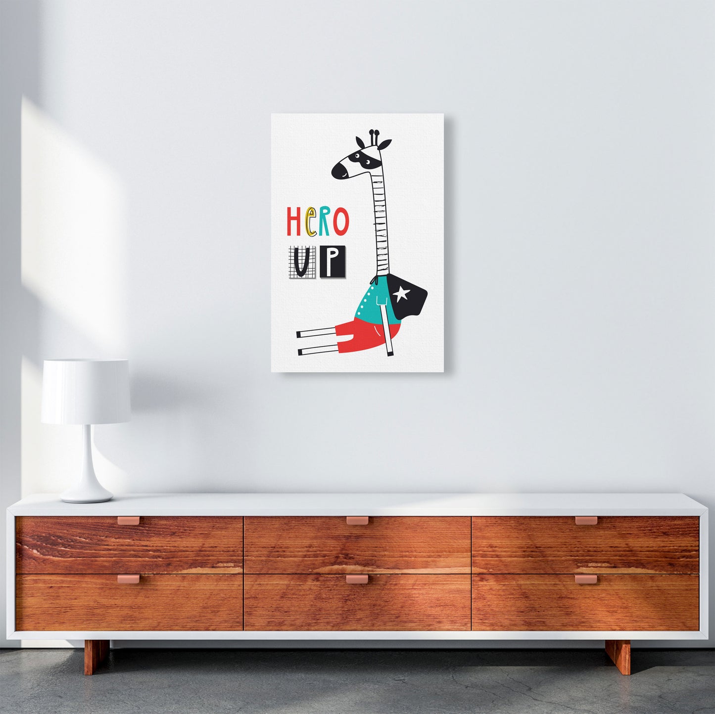 Hero up giraffe Art Print by Pixy Paper A2 Canvas