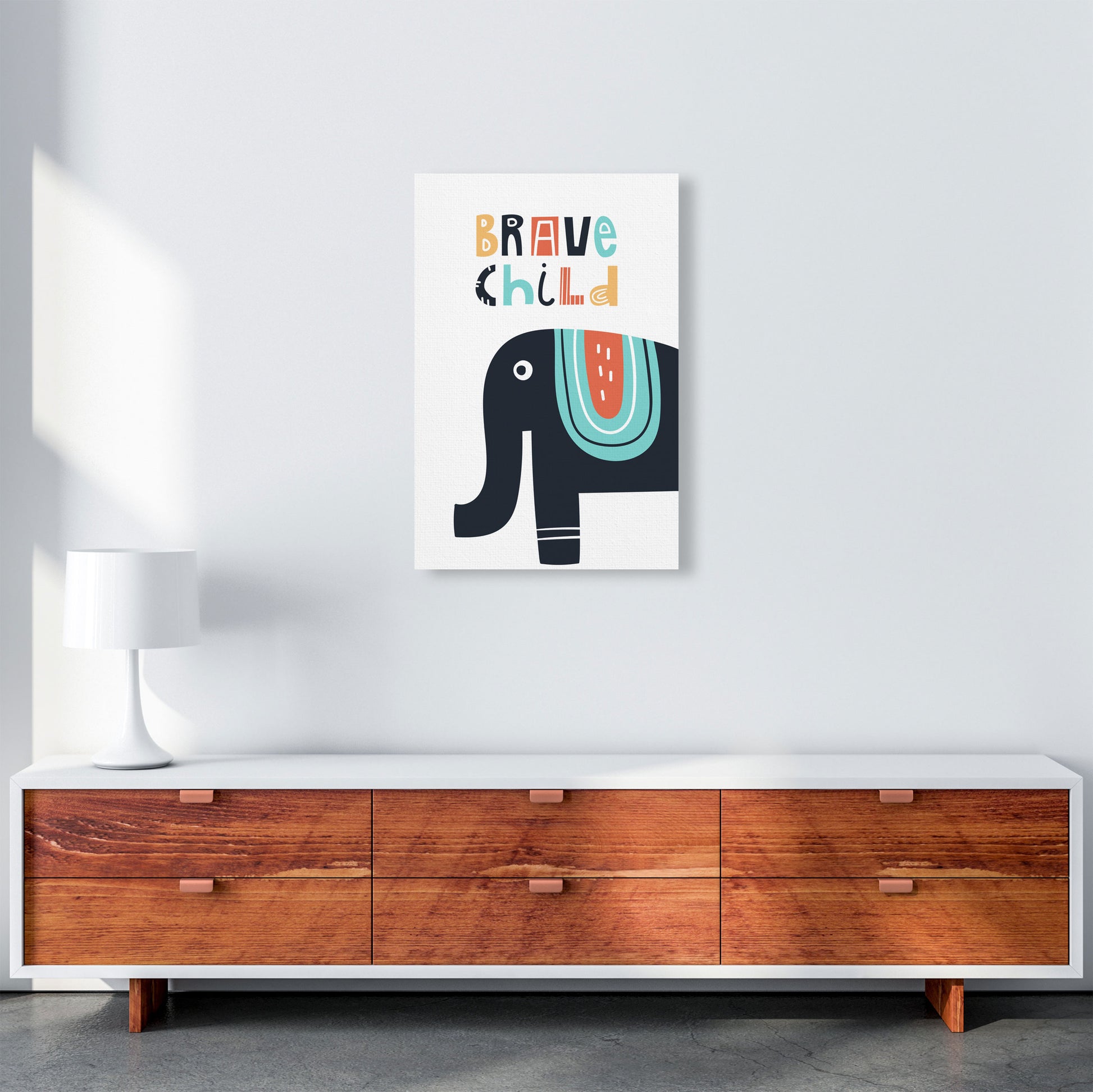 Brave child elephant Art Print by Pixy Paper A2 Canvas