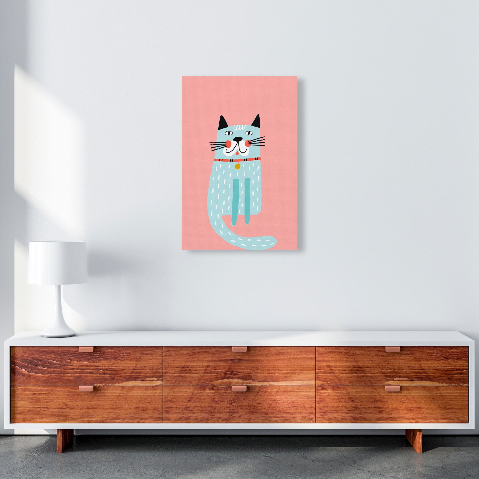 Happy Cat Art Print by Pixy Paper A2 Canvas