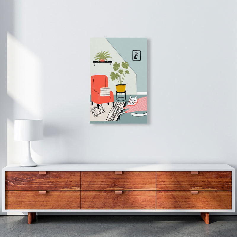 Cat At Home Art Print by Pixy Paper A2 Canvas