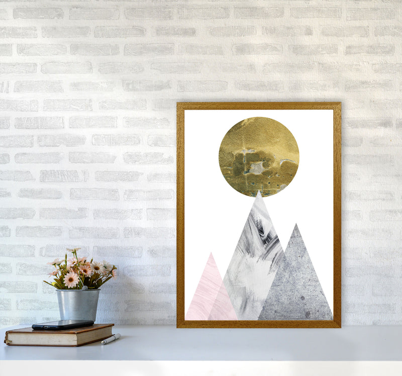 Pink And Grey Mountains Abstract Modern Print A2 Print Only