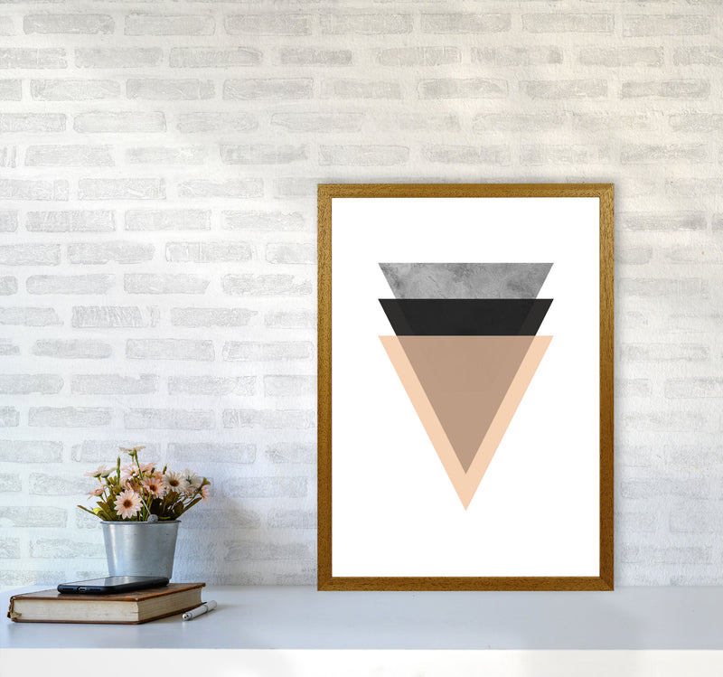 Peach And Black Abstract Triangles Modern Print A2 Print Only