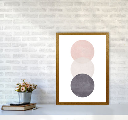 Cotton, Pink And Grey Abstract Circles Modern Print A2 Print Only