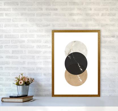 Gold, Beige And Black Marble Abstract Circles Modern Print A2 Print Only
