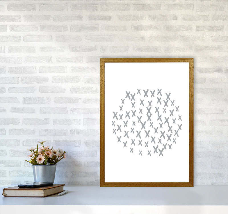 Grey Crosses Circle Abstract Modern Print A2 Print Only