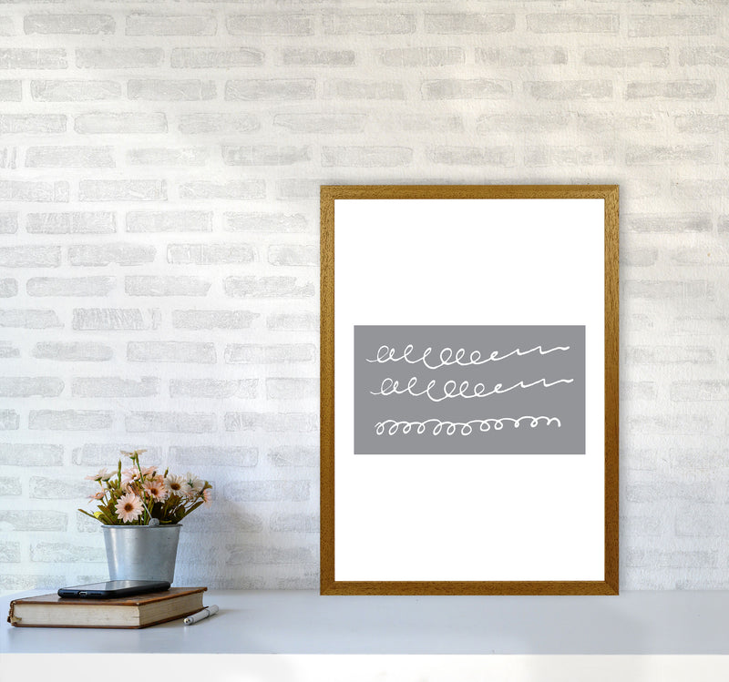 Grey Rectangle Swirls Abstract Modern Print A2 Print Only