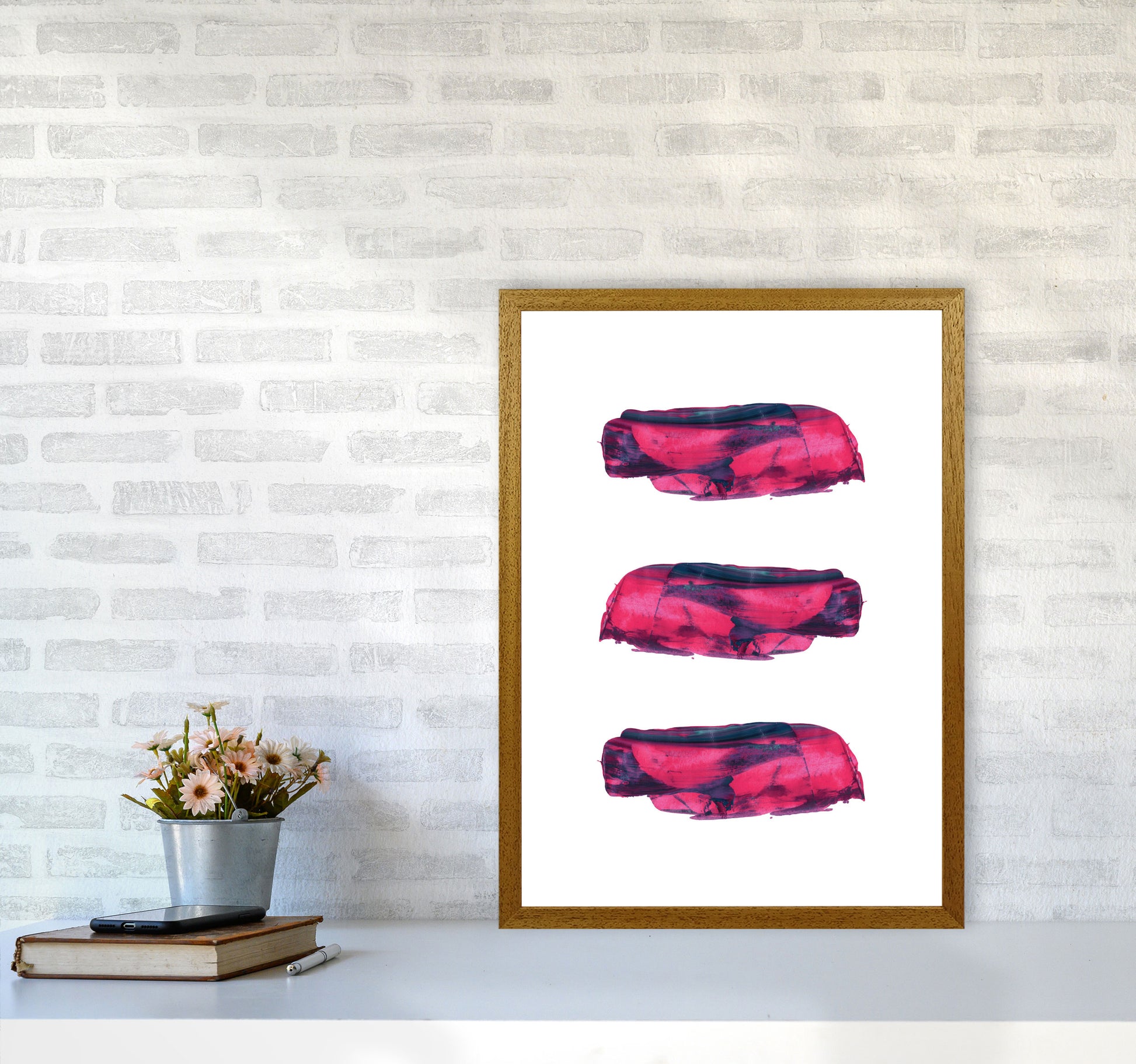 Pink And Purple Abstract Paint Strokes Modern Print A2 Print Only