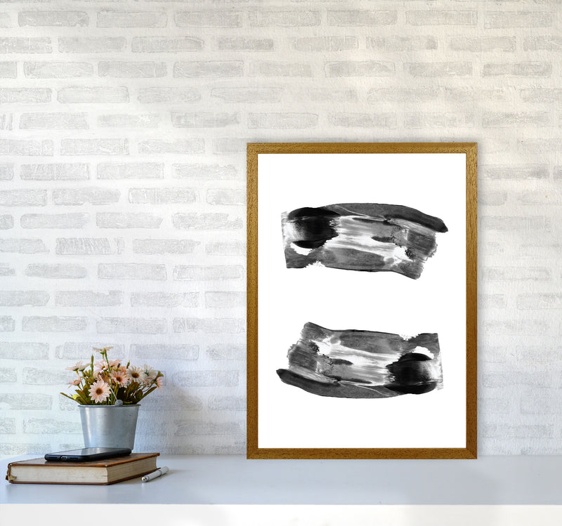 Black Abstract Paint Strokes Modern Print A2 Print Only