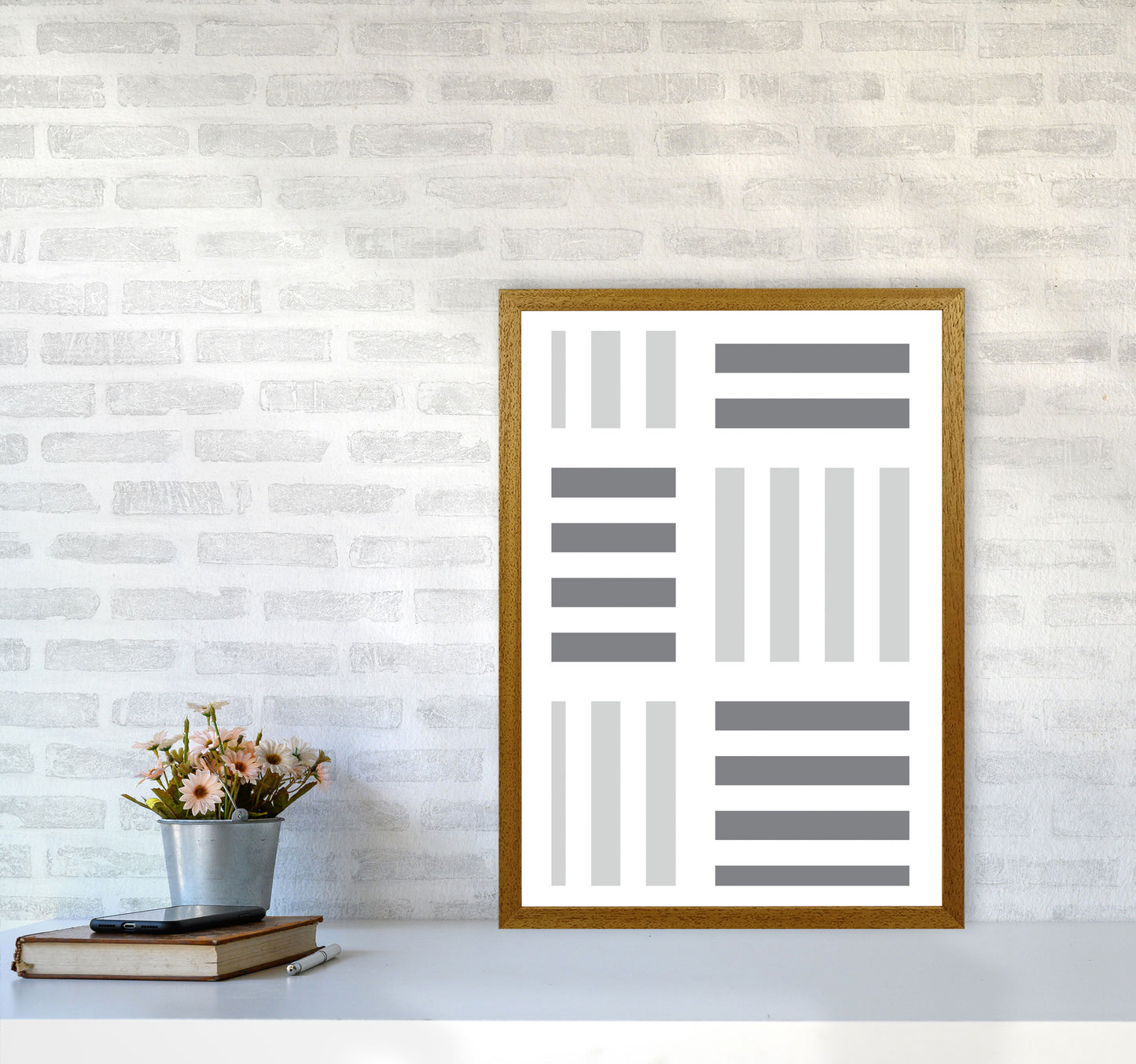 Grey Abstract Patterns 2 Modern Print A2 Print Only