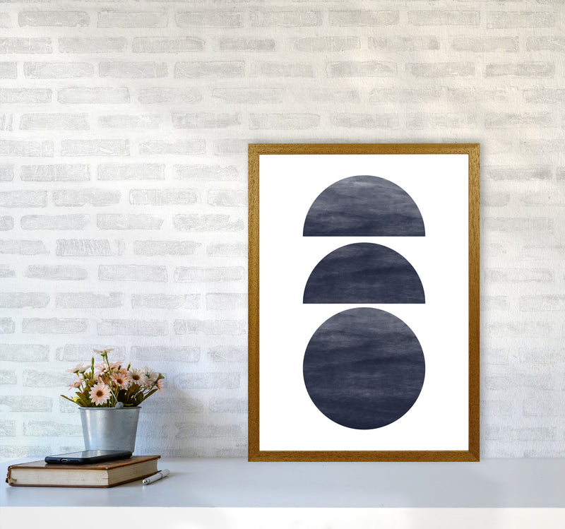Abstract Navy Circles Modern Print A2 Print Only