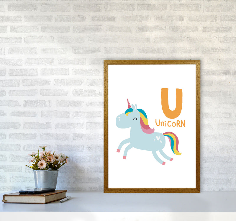 Alphabet Animals, U Is For Unicorn Framed Nursey Wall Art Print A2 Print Only