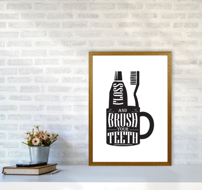 Brush Your Teeth, Bathroom Modern Print, Framed Bathroom Wall Art A2 Print Only