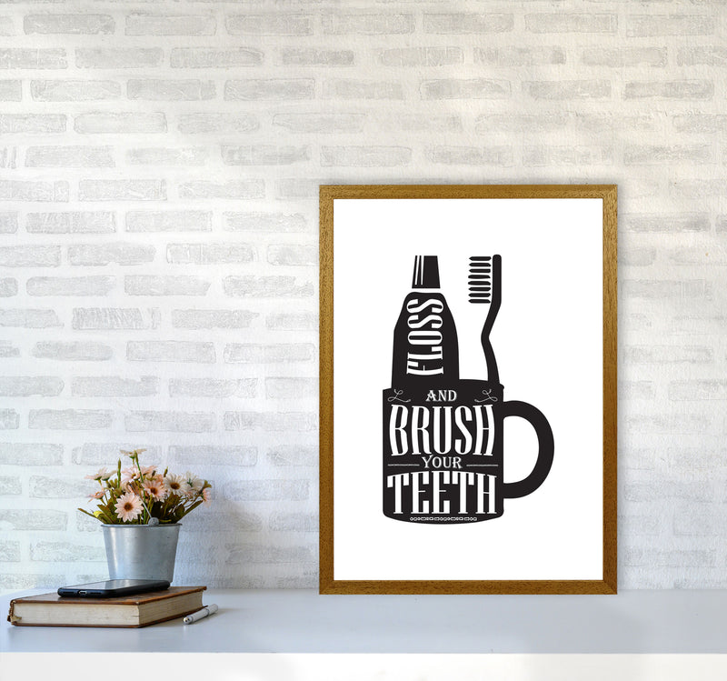 Brush Your Teeth, Bathroom Modern Print, Framed Bathroom Wall Art A2 Print Only