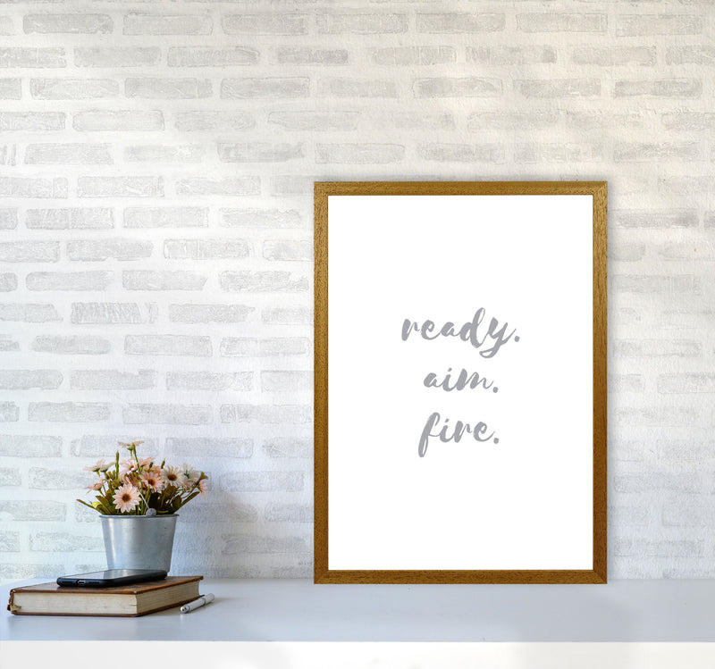 Ready Aim Fire Grey, Bathroom Modern Print, Framed Bathroom Wall Art A2 Print Only