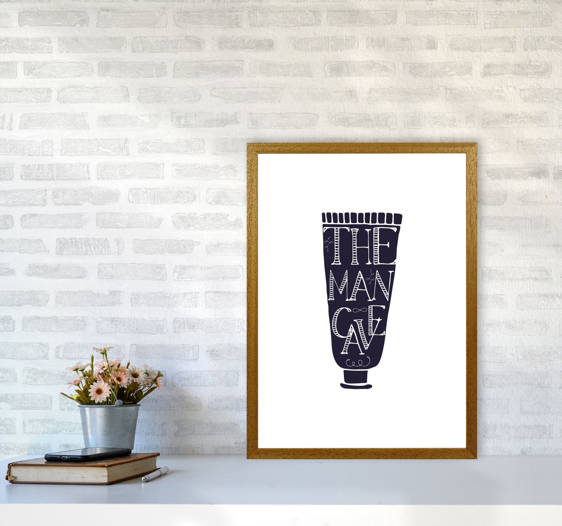 The Man Cave 1 Modern Print, Framed Bathroom Wall Art A2 Print Only
