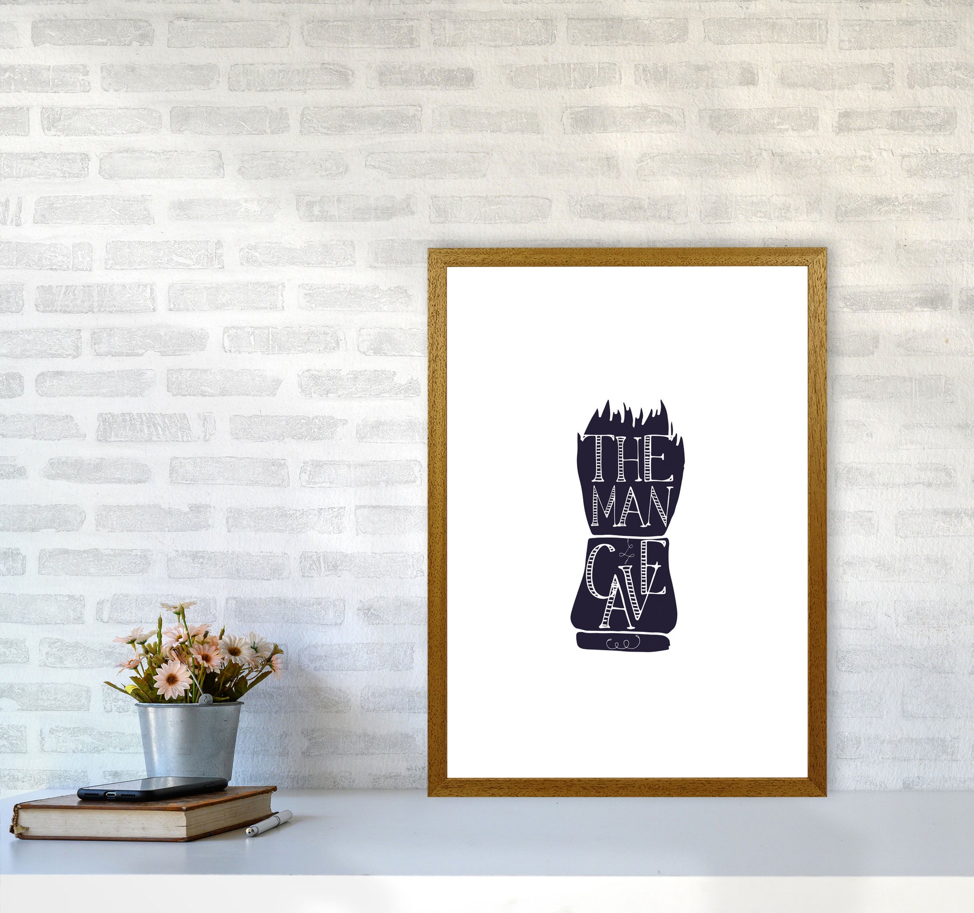 The Man Cave 2 Modern Print, Framed Bathroom Wall Art A2 Print Only