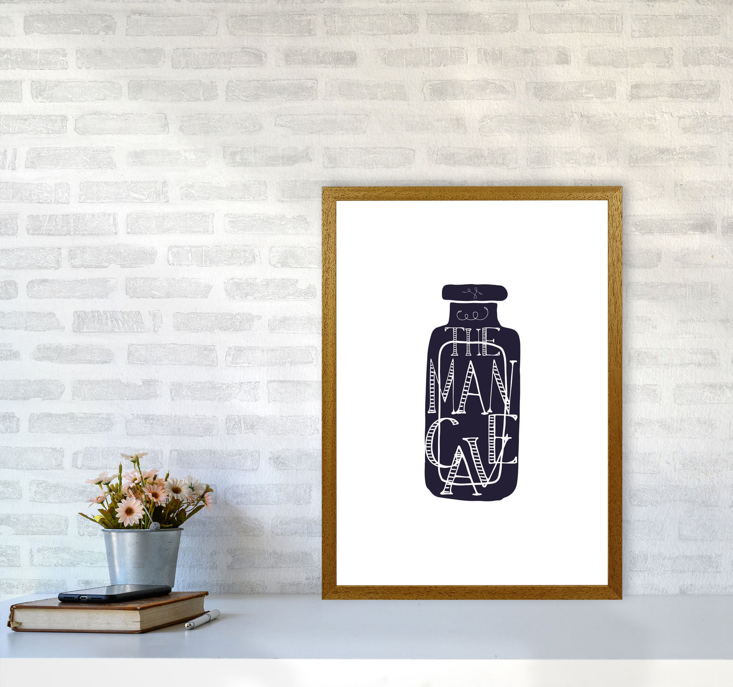 The Man Cave 3 Modern Print, Framed Bathroom Wall Art A2 Print Only