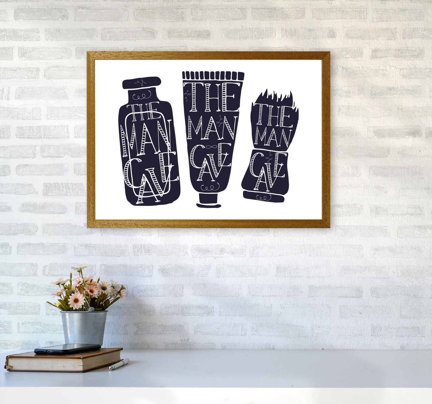 The Man Cave 4 Modern Print, Framed Bathroom Wall Art A2 Print Only