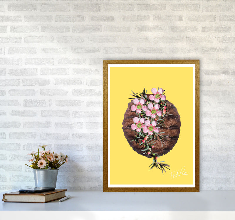 Yellow Burger Food Print, Framed Kitchen Wall Art A2 Print Only