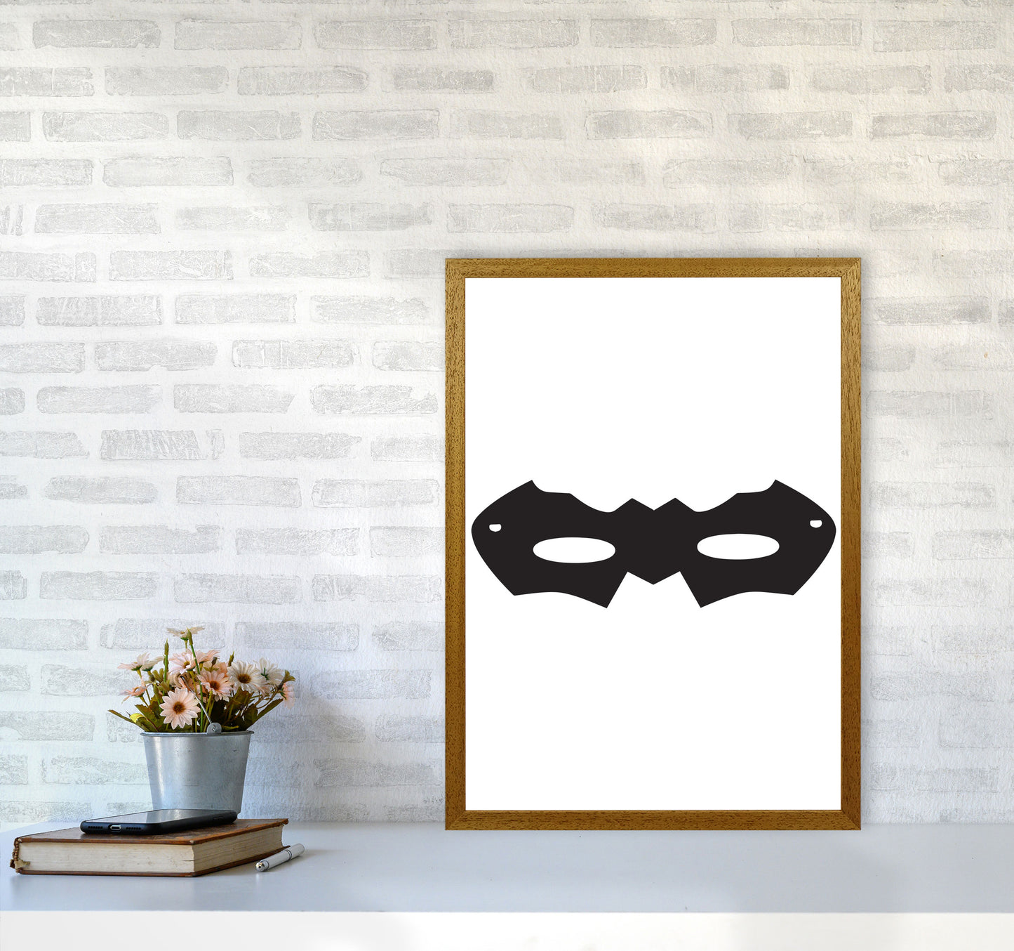 Superhero Mask Framed Nursey Wall Art Print A2 Print Only