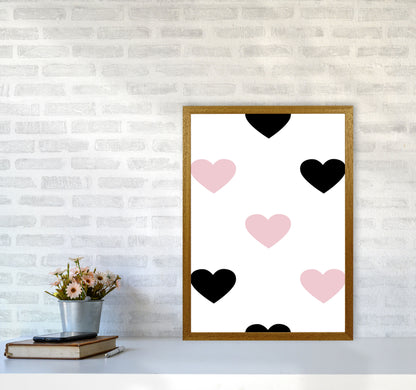 Pink And Black Hearts Modern Print A2 Print Only