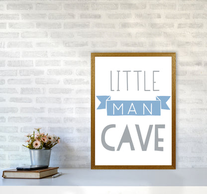 Little Man Cave Blue Banner Framed Nursey Wall Art Print A2 Print Only