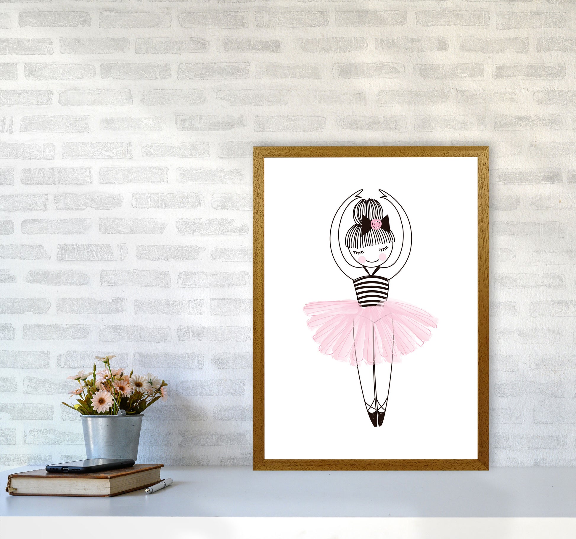 Girl&#39;s Ballerina Drawing Multi Set Illustration Wall Art Poster Print A2 Print Only