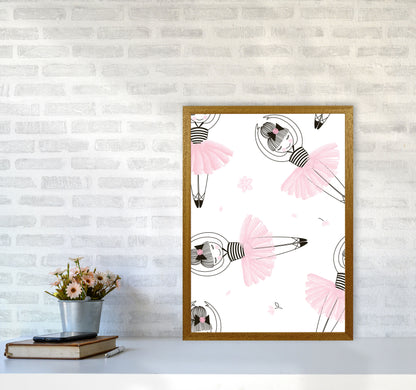 Ballerina Repeat Pattern Framed Nursey Wall Art Print A2 Print Only