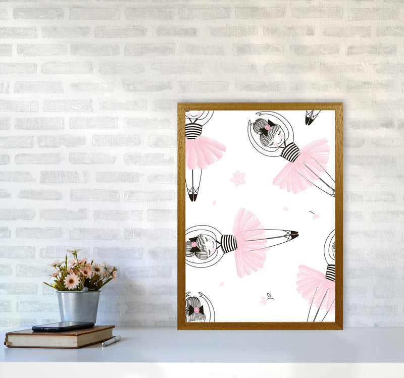 Ballerina Repeat Pattern Framed Nursey Wall Art Print A2 Print Only