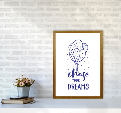 Chase Your Dreams Navy Framed Typography Wall Art Print A2 Print Only