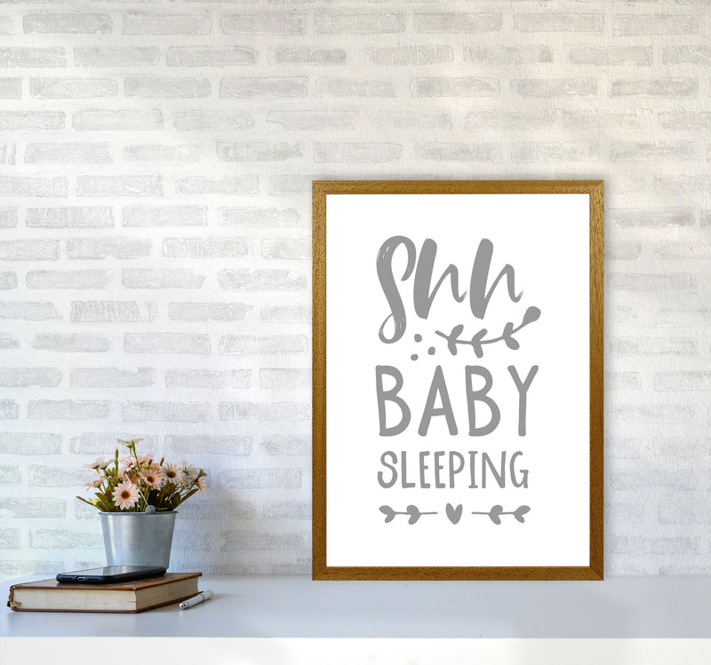 Shh Baby Sleeping Grey Framed Nursey Wall Art Print A2 Print Only
